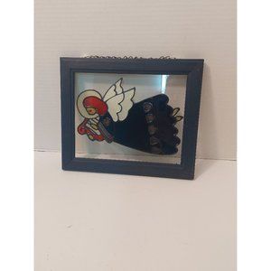 Vintage stained glass angel wall hanging, angel decor, christmas angel decor